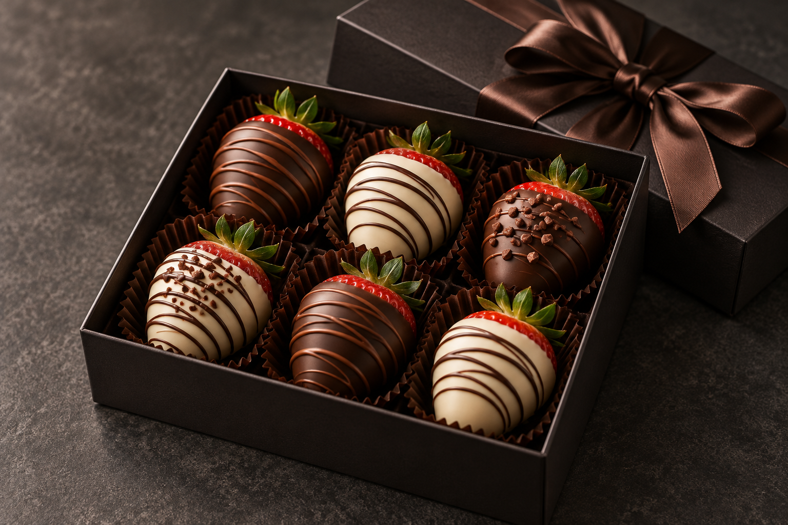Illustrative sample: Gift box of chocolate-covered strawberries
